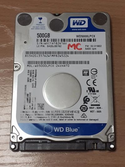 Лот: 19721986. Фото: 1. HDD для ноутбука 500gb (WD WD5000LPCX... Жёсткие диски