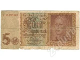 Лот: 328424. Фото: 1. Германия. 3-й Рейх. 5 марок 1942г... Европа