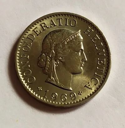 Лот: 25722331. Фото: 1. Швейцария 5 раппен 1969. Европа