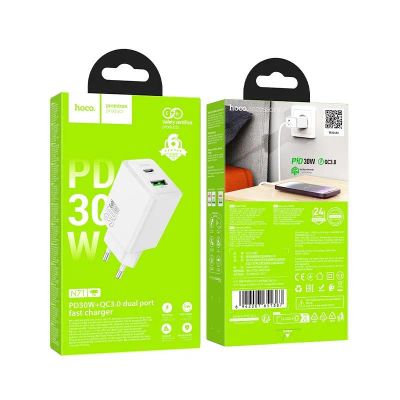 Лот: 25794843. Фото: 1. СЗУ HOCO N71 1A1C 30W QC3.0 White. Зарядные устройства, блоки питания, адаптеры сетевые для смартфонов