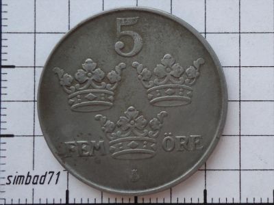 Лот: 3351677. Фото: 1. 5 эре Швеция 1943г (железо). Европа