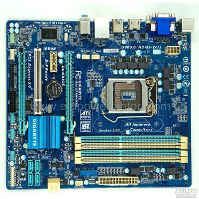 Лот: 13618300. Фото: 1. Материнская плата Gigabyte GA-Z77M-D3H... Материнские платы