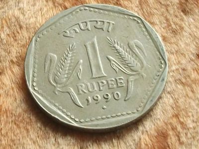 Лот: 9509549. Фото: 1. Монета 1 рупия одна Индия 1990... Азия
