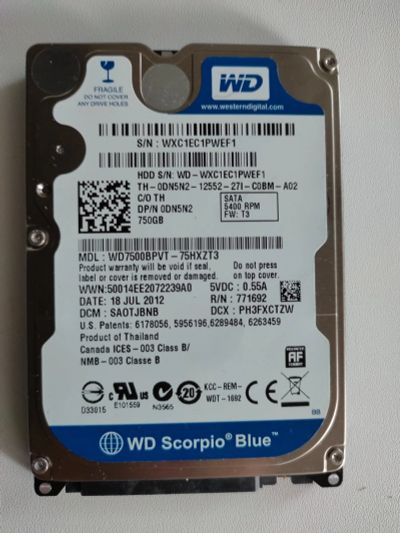 Лот: 17776211. Фото: 1. Жёсткий диск 750 гиг. Жёсткие диски (HDD)