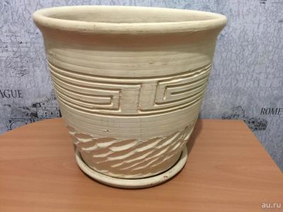 Лот: 9786715. Фото: 1. Большой горшок Керамика с поддоном... Кашпо, горшки, вазоны для цветов