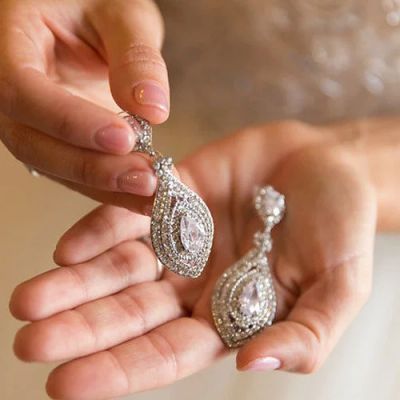 Лот: 4758855. Фото: 1. Сережки свадебное украшение с... Серьги, каффы