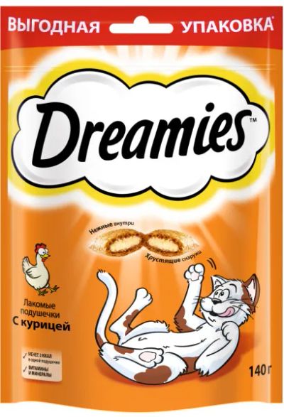 Лот: 24830178. Фото: 1. Dreamies лакомые подушечки (Курица... Корма