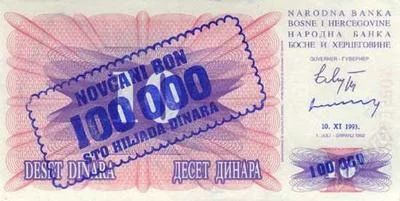 Лот: 79779. Фото: 1. Босния и Герцеговина. 100000 динар... Европа