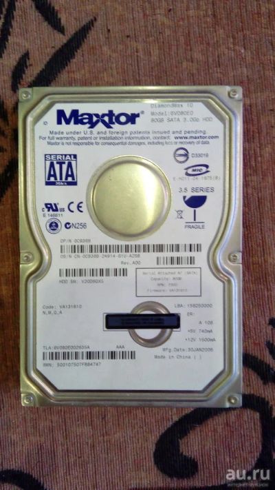 Лот: 10387963. Фото: 1. Жесткий диск Maxtor 80 Gb Повторно. Жёсткие диски