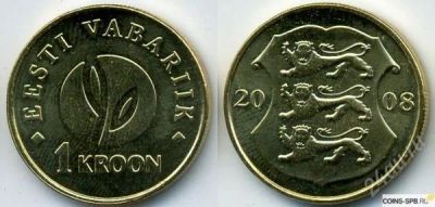 Лот: 2288000. Фото: 1. Эстония 1 крона 2008 года. 90... Страны СНГ и Балтии