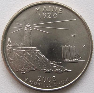 Лот: 6730165. Фото: 1. США 25 центов 2003. Мэн (штаты... Америка