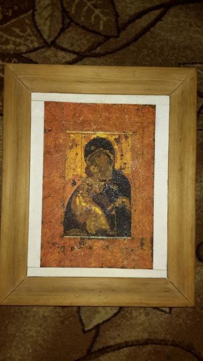 Лот: 10987186. Фото: 1. Икона"Богородица"копия на холсте... Холсты чистые