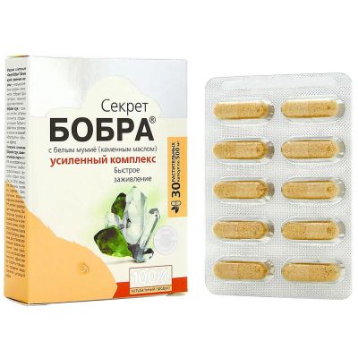 Лот: 12963564. Фото: 1. Секрет бобра с белым мумиё (каменным... Народная медицина, БАДы