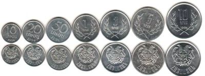 Лот: 6633951. Фото: 1. 1994 г. Армения 10-20-50 лумов... Наборы монет