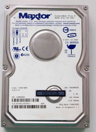 Лот: 3702126. Фото: 1. Винчестер Maxtor 80 IDE. Жёсткие диски (HDD)