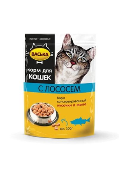 Лот: 6496495. Фото: 1. Консервы Васька для кошек, лосось... Корма