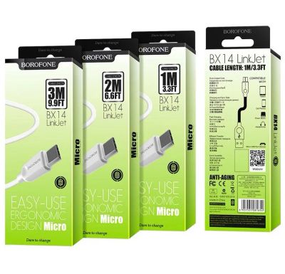 Лот: 19939236. Фото: 1. Кабель micro USB Borofone BX14... Зарядные устройства, блоки питания, адаптеры сетевые для смартфонов