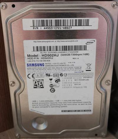 Лот: 20110186. Фото: 1. hdd Samsung 500GB 7200rpm. Жёсткие диски (HDD)