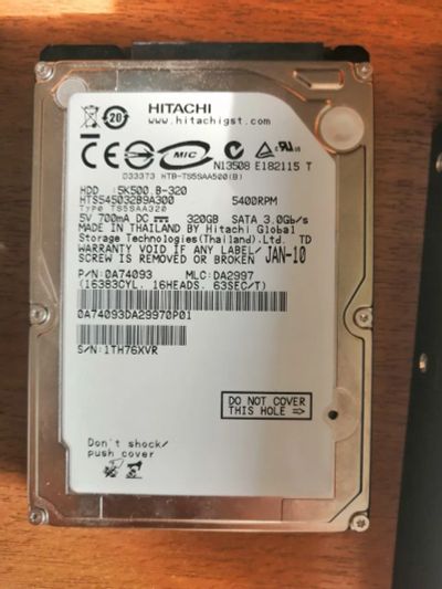 Лот: 21294497. Фото: 1. Жёсткий диск 2.5" 320 Gb Hitachi... Жёсткие диски (HDD)