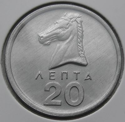 Лот: 11593180. Фото: 1. Греция монета 20 лепт 1976 год. Европа