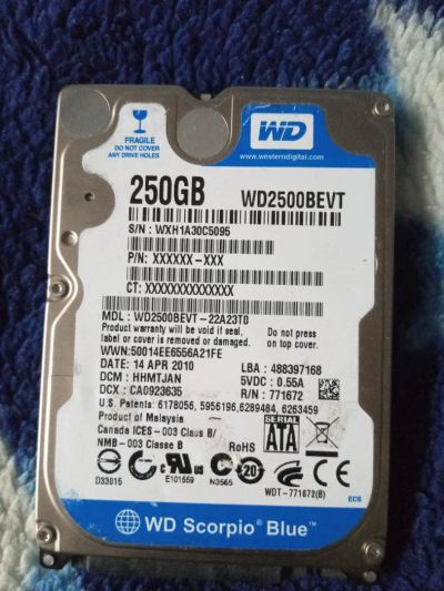 Лот: 9945556. Фото: 1. Wd2500bevt. Жёсткие диски (HDD)