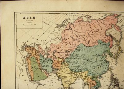 Лот: 22179212. Фото: 1. двухсторонняя карта - Азия (политическая... Другое (антиквариат)