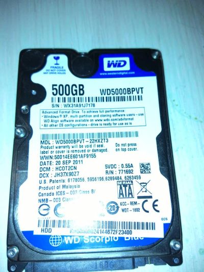 Лот: 4655780. Фото: 1. жесткий диск 2.5" 500гб. Жёсткие диски (HDD)