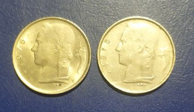 Лот: 25126467. Фото: 1. Бельгия 1 франк 1975 г. (2 шт... Европа