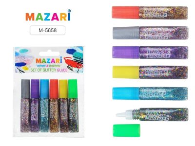 Лот: 16069677. Фото: 1. Гель "Mazari" с блестками 6цв... Для рукоделия