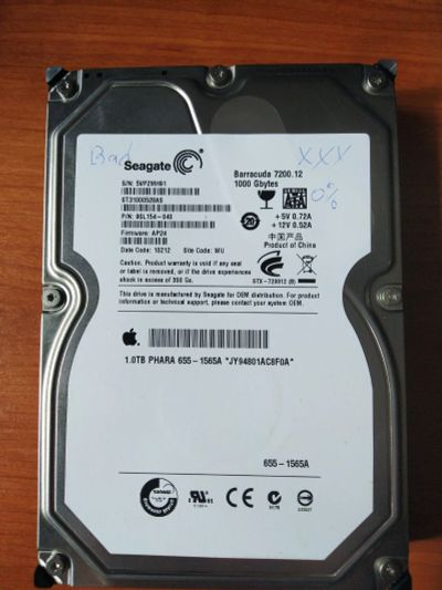 Лот: 17638114. Фото: 1. Жесткий диск Seagate 1Tb (плохой... Жёсткие диски