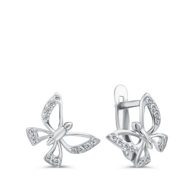 Лот: 23841105. Фото: 1. Серебряные детские серьги Бабочка... Серьги, каффы