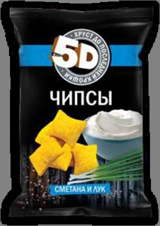 Лот: 11279863. Фото: 1. Чипсы пшеничные "5 D" сметана-лук... Другое (продукты)