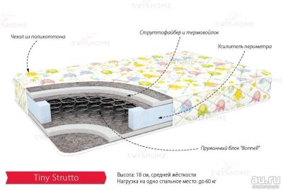 Лот: 8189741. Фото: 1. матрас SwissHome.Тини Струтто... Детские матрасы