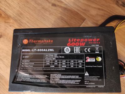 Лот: 17082935. Фото: 1. Блок питания Thermaltake LT-600AL2NL... Корпуса, блоки питания