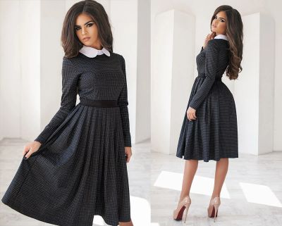 Лот: 9584859. Фото: 1. Деловое платье миди, серое. Платья