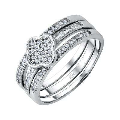 Лот: 23823185. Фото: 1. Серебряное кольцо с фианитами... Кольца, перстни