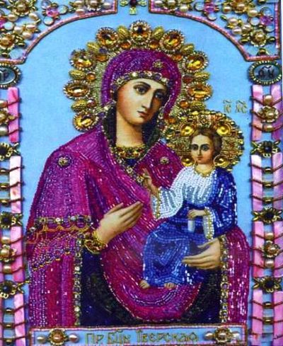 Лот: 18845485. Фото: 1. Картина стразами - Богородица... Мозаика, фреска