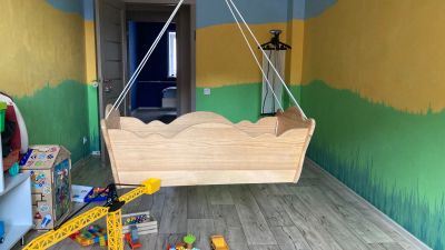 Лот: 22557263. Фото: 1. Подвесная колыбель из массива... Другое (дети растут)
