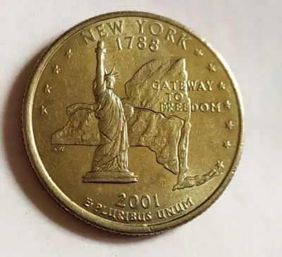 Лот: 25375524. Фото: 1. США 25 центов 2001 Штат Нью-Йорк... Америка