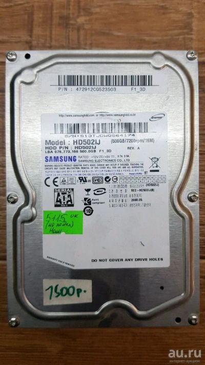 Лот: 13159466. Фото: 1. Жесткий диск HDD 3,5 500Gb Samsung... Жёсткие диски (HDD)