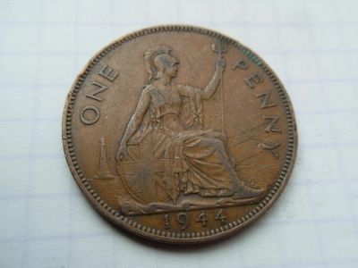 Лот: 8018280. Фото: 1. Великобритания 1 пенни 1944. Великобритания и острова