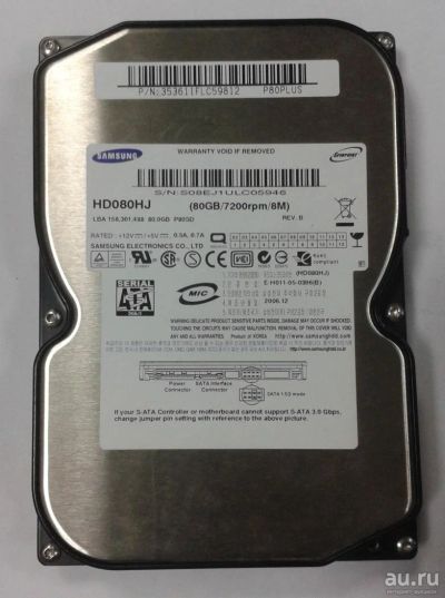 Лот: 9041556. Фото: 1. Жесткий диск Samsung HD080HJ 80... Жёсткие диски (HDD)