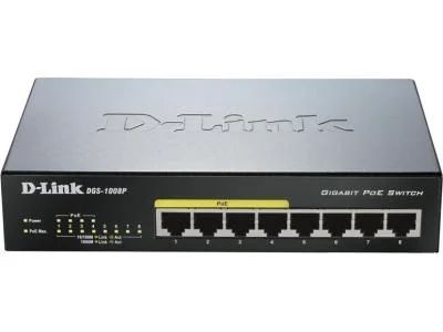Лот: 4662383. Фото: 1. Коммутатор D-Link DGS-1008P/B1A... Другое (сетевые устройства)