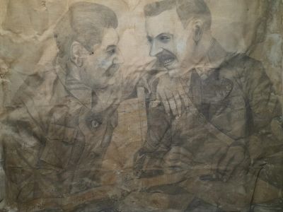 Лот: 20010972. Фото: 1. Картина 1939 Сталин и Ворошилов. Картины, гравюры