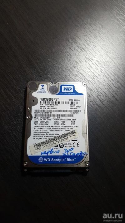 Лот: 8125588. Фото: 1. Жесткий диск WD3200BPVT 320 gb. Жёсткие диски (HDD)
