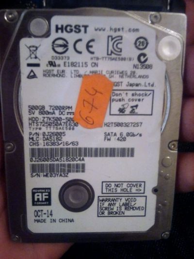 Лот: 14407876. Фото: 1. HDD 500 Gb Sata 2.5. Жёсткие диски (HDD)