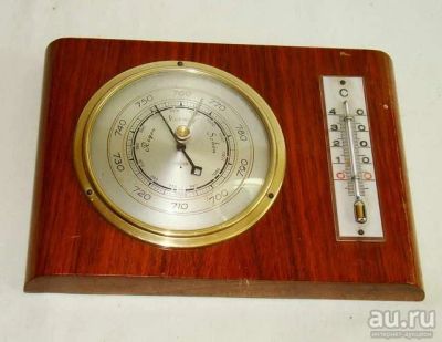 Лот: 11192844. Фото: 1. Барометр с термометром старинный... Другое (антиквариат)