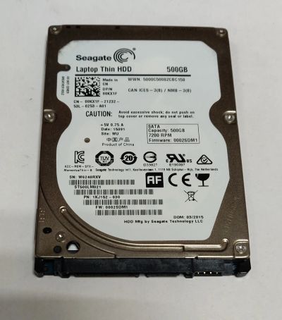 Лот: 20526085. Фото: 1. HDD для ноутбука/500 Гб/2.5"/5400... Жёсткие диски (HDD)