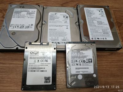 Лот: 18067655. Фото: 1. Четыре HDD + SSD. Жёсткие диски (HDD)