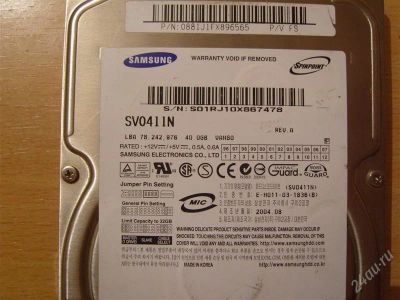 Лот: 1493016. Фото: 1. Жёсткий диск IDE Samsung SV0411N... Жёсткие диски (HDD)